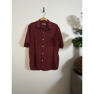 Vintage Quiksilver Mens Red Plaid Short Sleeve Button Up Shirt Size‎ M